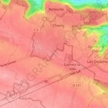 Carte topographique Beaudréville, altitude, relief
