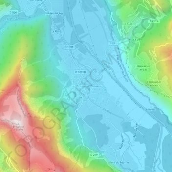 Carte topographique Le Bourg-d'Oisans, altitude, relief