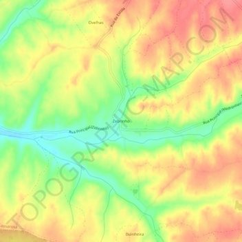 Carte topographique Zebrinho, altitude, relief