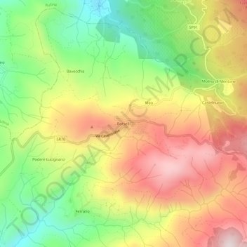 Carte topographique Borselli, altitude, relief
