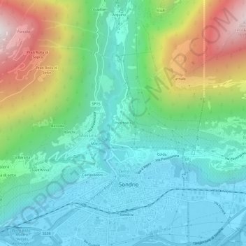 Carte topographique Ponchiera, altitude, relief