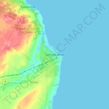 Carte topographique Simrishamn, altitude, relief