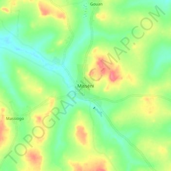 Carte topographique Misséni, altitude, relief