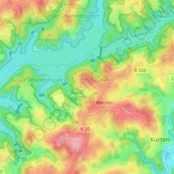 Carte topographique Meiswinkel, altitude, relief