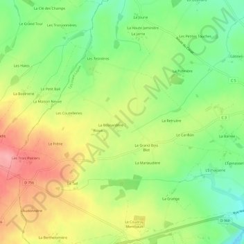 Carte topographique Parigné, altitude, relief