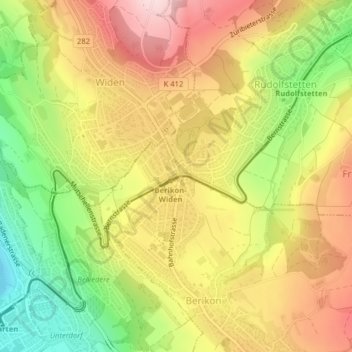 Carte topographique Mutschellenpass, altitude, relief