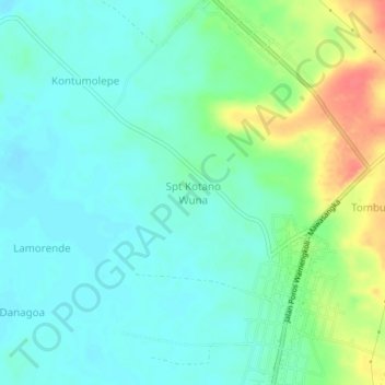 Carte topographique Spt Kotano Wuna, altitude, relief