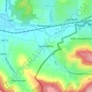 Carte topographique Saint-Remy, altitude, relief