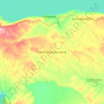 Carte topographique Sultan Dumalondong, altitude, relief