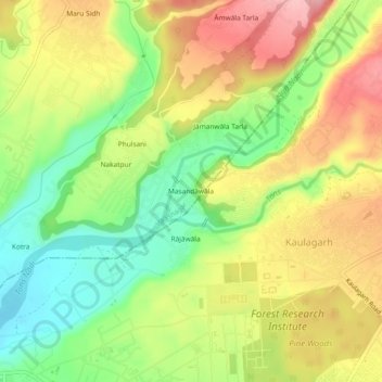 Carte topographique Masandāwāla, altitude, relief