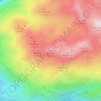 Carte topographique Gañeta, altitude, relief