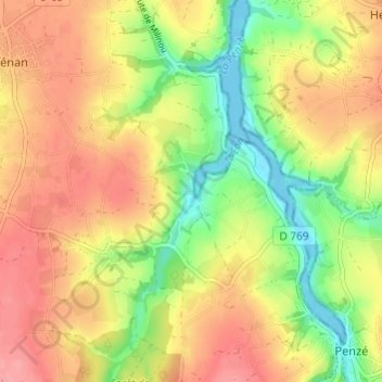 Carte topographique Pont Eon, altitude, relief