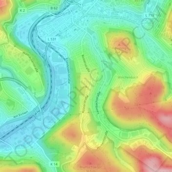 Carte topographique Rosterberg, altitude, relief