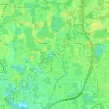 Carte topographique Armistead Manor, altitude, relief