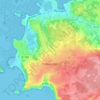 Carte topographique Veades, altitude, relief