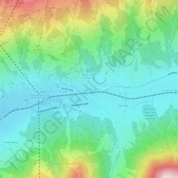 Carte topographique Lauterbach, altitude, relief