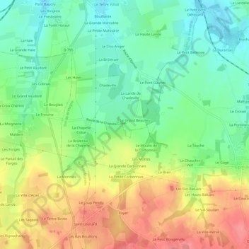 Carte topographique Le Petit Beaulieu, altitude, relief