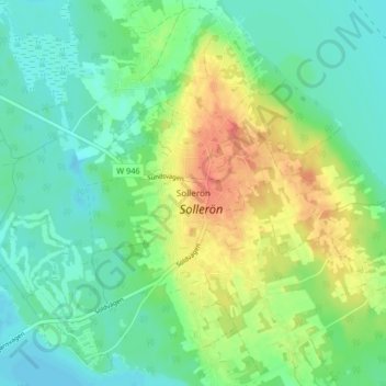 Carte topographique Sollerön, altitude, relief