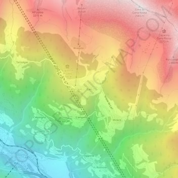 Carte topographique Carì, altitude, relief