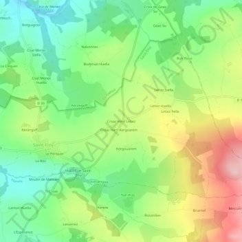 Carte topographique Croaz Hent Letiez, altitude, relief