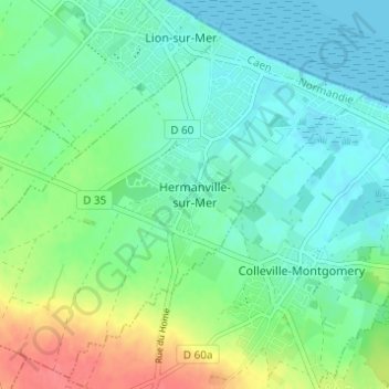 Carte topographique Hermanville-sur-Mer, altitude, relief