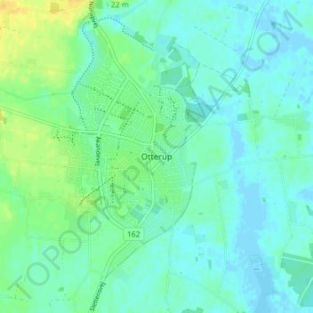 Carte topographique Otterup, altitude, relief