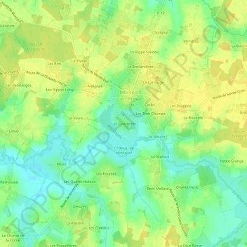 Carte topographique Les Courtelets, altitude, relief