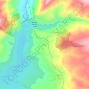 Carte topographique Sibari, altitude, relief