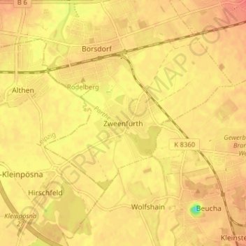 Carte topographique Zweenfurth, altitude, relief