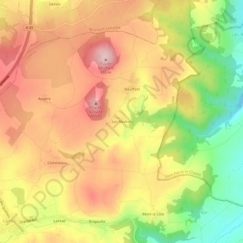 Carte topographique Les Madras, altitude, relief