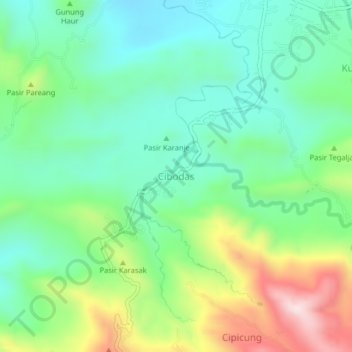 Carte topographique Cibodas, altitude, relief
