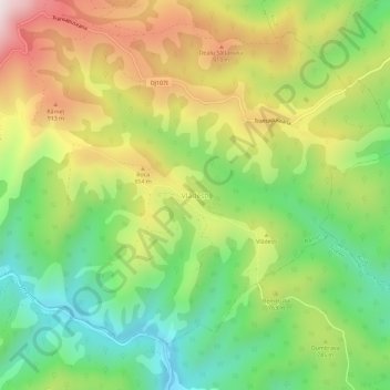 Carte topographique Vlădești, altitude, relief
