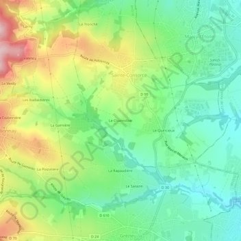 Carte topographique Le Charmillon, altitude, relief