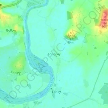 Carte topographique Longney, altitude, relief
