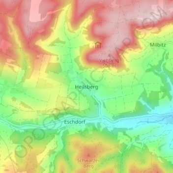 Carte topographique Heilsberg, altitude, relief