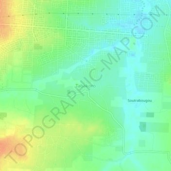 Carte topographique Tabakoro, altitude, relief