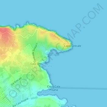 Carte topographique Mare Morto, altitude, relief