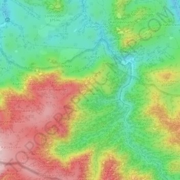 Carte topographique Goldstein, altitude, relief