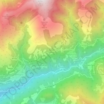 Carte topographique Corticiasca, altitude, relief