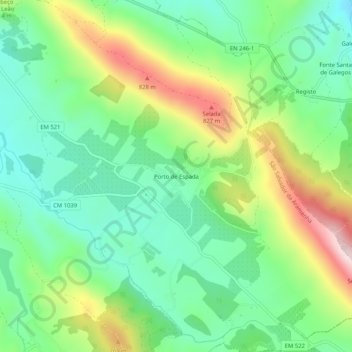 Carte topographique Porto de Espada, altitude, relief