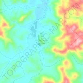 Carte topographique Vera Cruz de Minas, altitude, relief