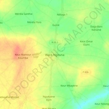 Carte topographique Wack Ngouna, altitude, relief