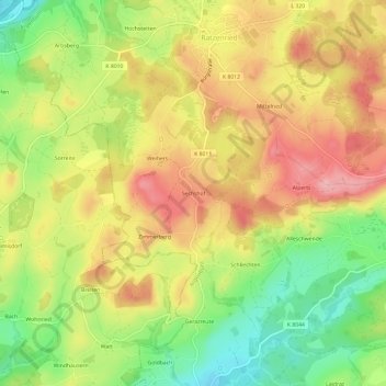 Carte topographique Sechshöf, altitude, relief