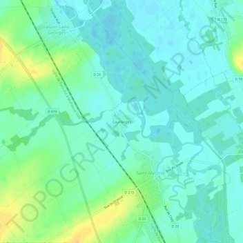 Carte topographique Courlanges, altitude, relief