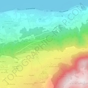 Carte topographique Lonvernay, altitude, relief