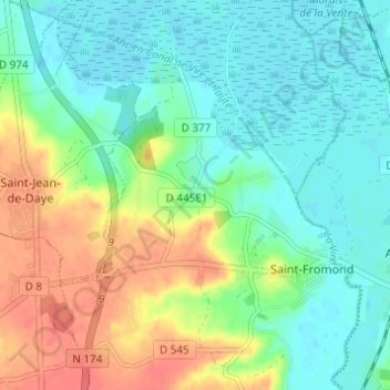 Carte topographique La Briquerie, altitude, relief