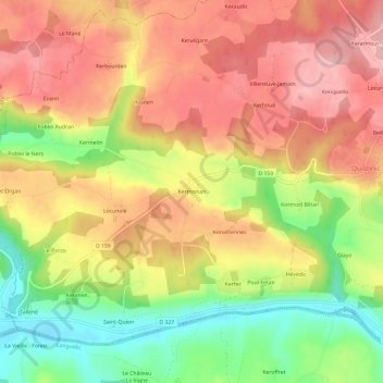 Carte topographique Kermoisan, altitude, relief