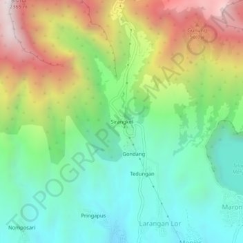 Carte topographique Sirangkel, altitude, relief
