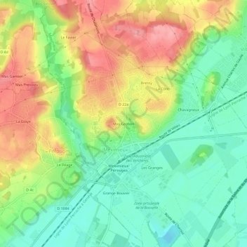 Carte topographique Mas Grobon, altitude, relief