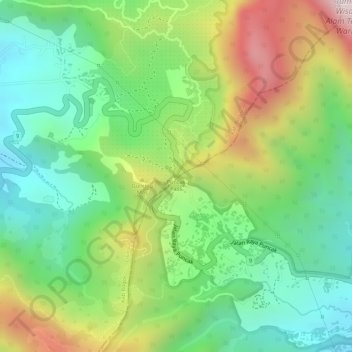 Carte topographique Puncak Pass, altitude, relief